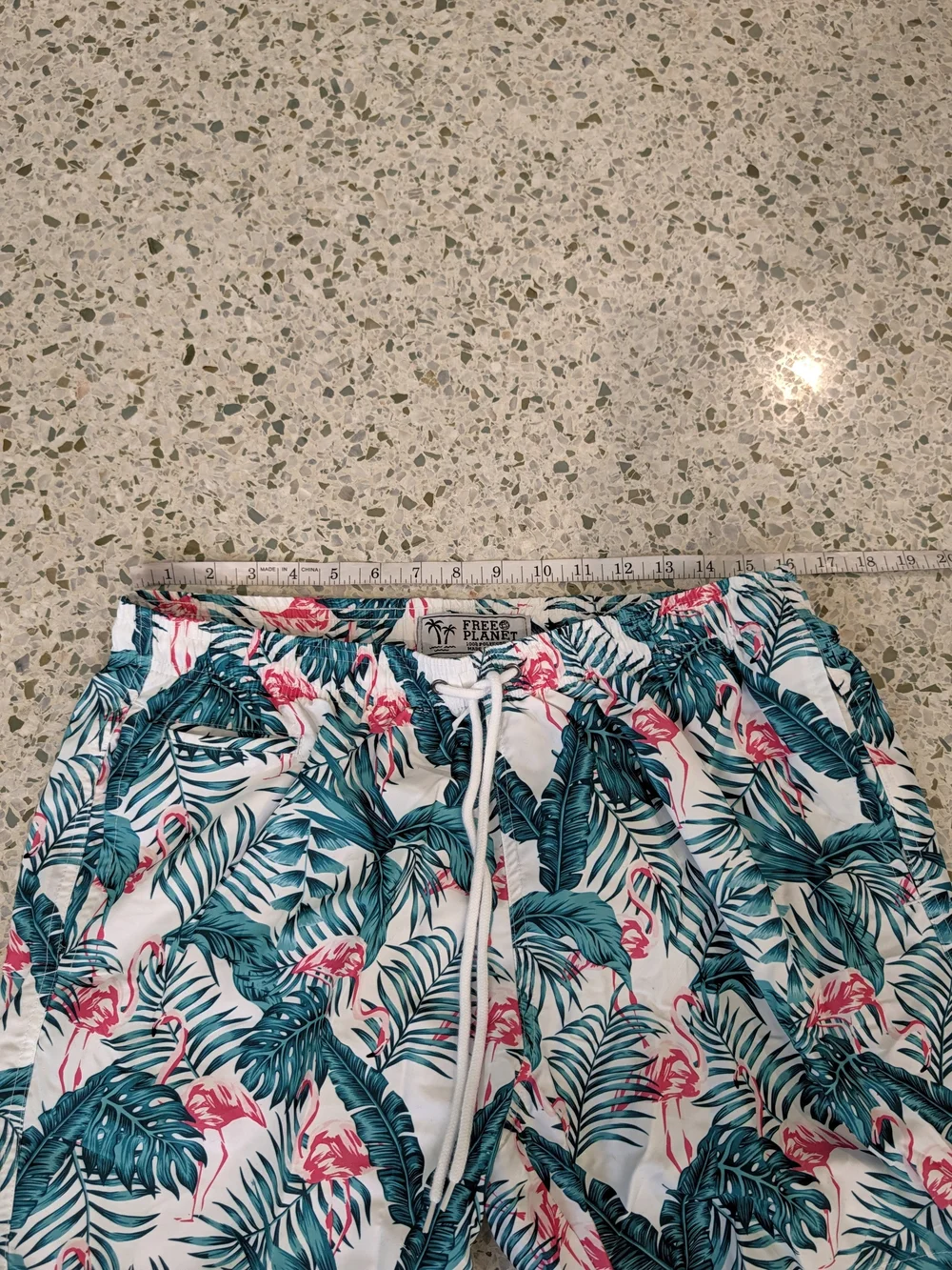 NWT Free Planet Men's 2 Piece Tropical Flamingo Surf & Swim Set